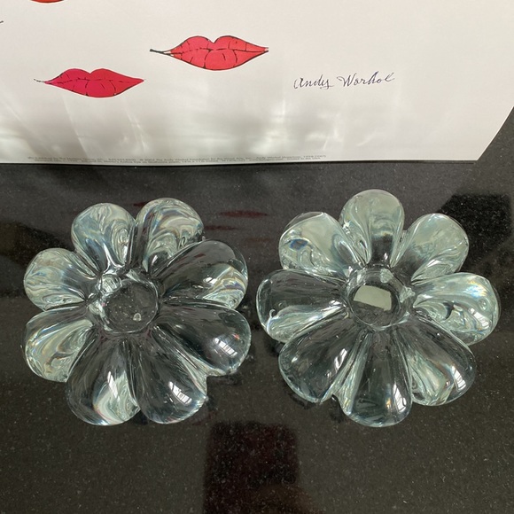 A pair of mid century Handblown crystal candle holders - Picture 3 of 7